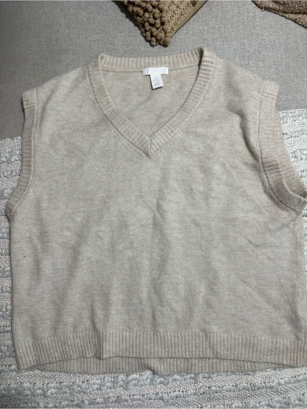 H&M Oversized Wool-Blend Knit V-Neck Sweater Vest